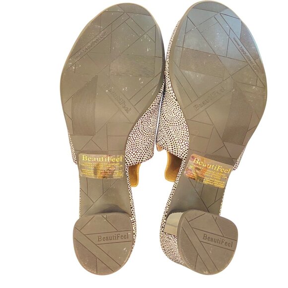 Beautifeel Black & White Open-Toe Block Heel Mules With Geometric Design size 37 - Picture 12 of 16